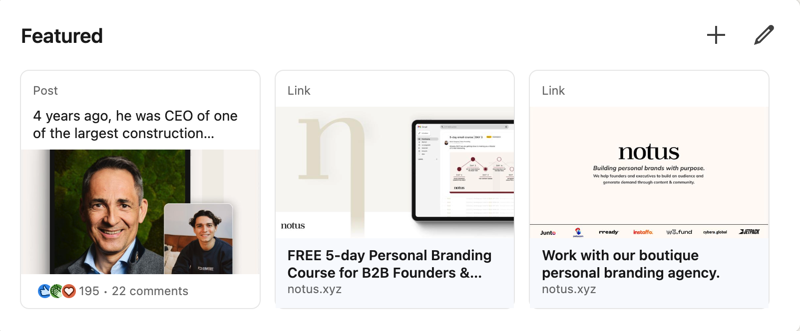 LinkedIn Featured section example